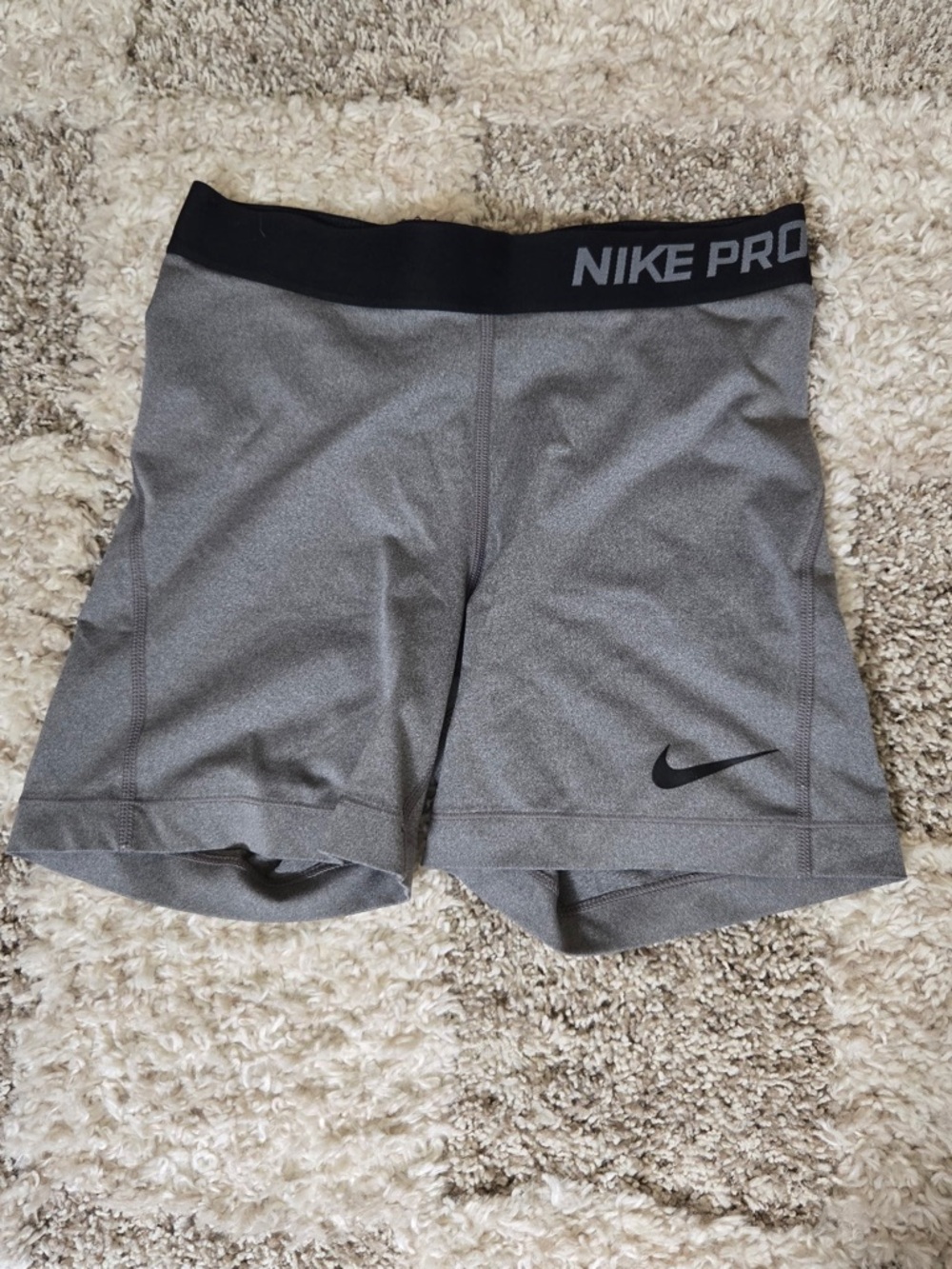 Nike Women’s Gray Athletic Bike Shorts with Black Waistband